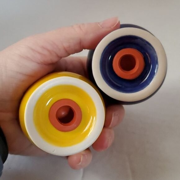 Fiestaware Fiesta CERAMIC Shaker Salt Pepper Daffodil Yellow Twilight Blue - Picture 2 of 8